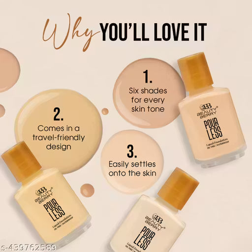 Beauty Berry Pour Less Oil Free & Waterproof Liquid Foundation (Ivory, 30ml)