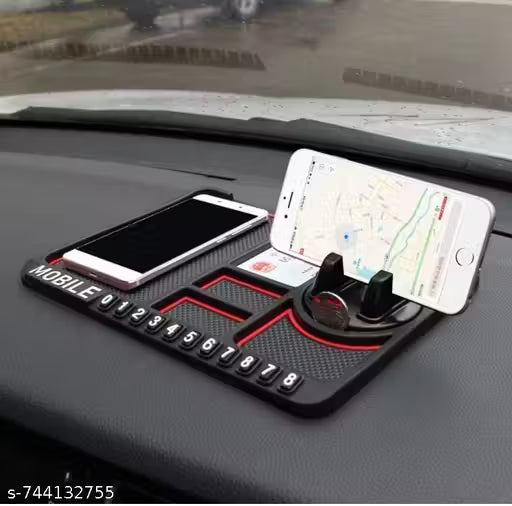 Multipurpose Anti-Slip Car Phone Holder Dashboard Mat and Phone Holder Mount | Non-Slip Mat for Car Interior Dashboard Accessories- Black