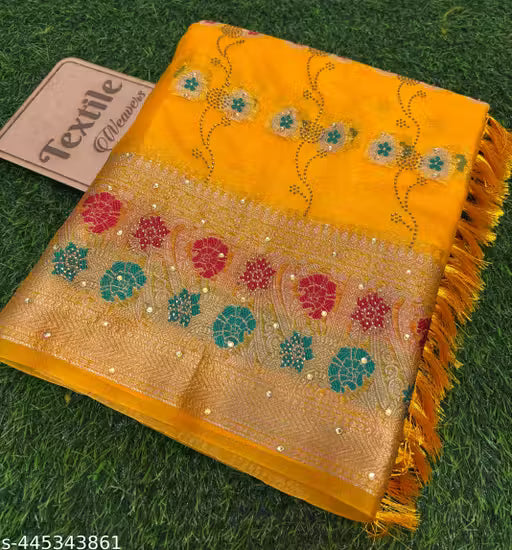 Organza Handwork Sirosky Stone Meena Saree