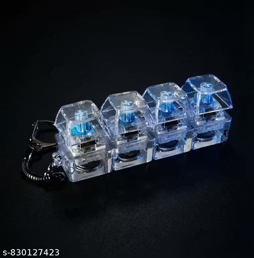 Transparent Mechanical Switch Fidget Keychain for Stress Relief | Clicky Desk Toy for Adults | Portable EDC Keyring Accessory for Office | Travel & Daily Use