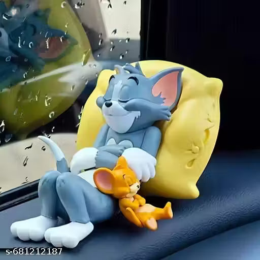 Tom & Jerry Cute Sleeping Car Interior Accessory (Pack of 1) I Adorable Toy for Car Dashboard & Tabletop | Decorative Plastic Showpiece for Home & Office Collectible Figurine