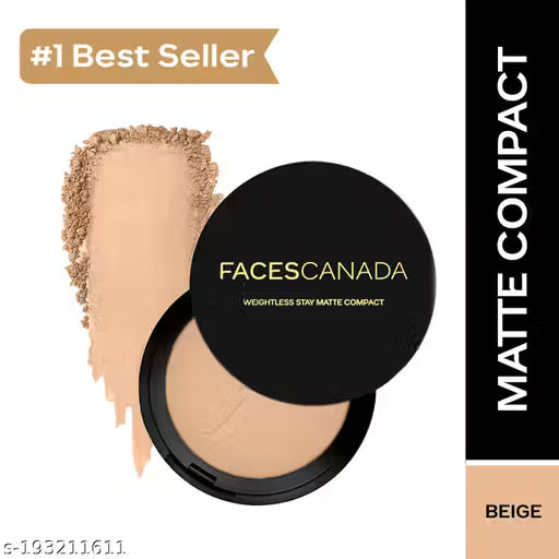 FACES CANADA Weightless Stay Matte Finish Compact Powder - Beige 03, 9g | SPF 20 | Non Oily Matte Look | Evens Out Complexion | Prevents Acne | Blends Effortlessly | Pressed Powder For All Skin Type