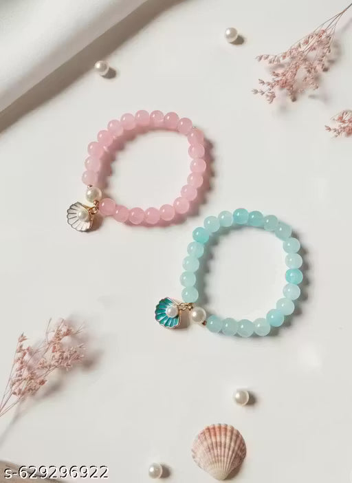 2 Combo Pastel Pearl Beaded Bracelets for Women & Girls | Trendy Beaded Charm Bracelets for Women | Love Bracelet