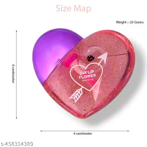 long lasting, waterproof Lip Glossy Tint For Dry And Chapped Lips In Cute Heart-Shaped Packaging Hydrating Lip Glossy For Dry Lips - Multicolor Metallic-Finished Packaging