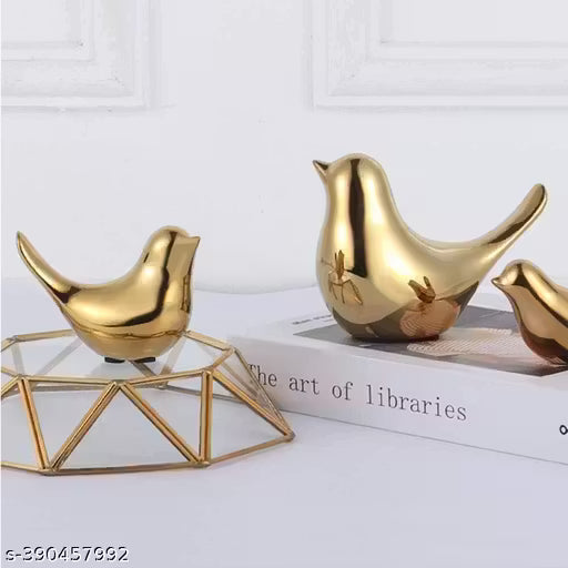 eramic Golden Blessing Birds Figurine for Home Decor